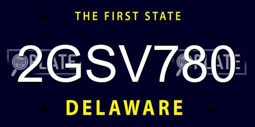2GSV780 Delaware License Plate