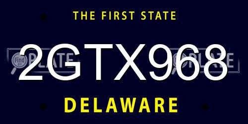 2GTX968 Delaware License Plate