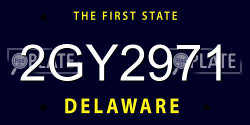 2GY2971 Delaware License Plate