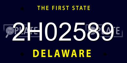2H02589 Delaware License Plate