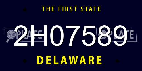 2H07589 Delaware License Plate
