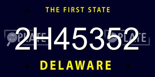 2H45352 Delaware License Plate