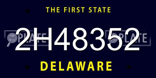 2H48352 Delaware License Plate