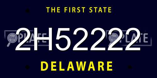 2H52222 Delaware License Plate
