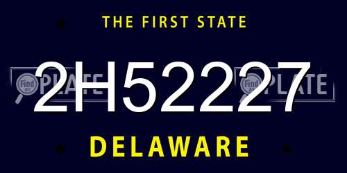 2H52227 Delaware License Plate