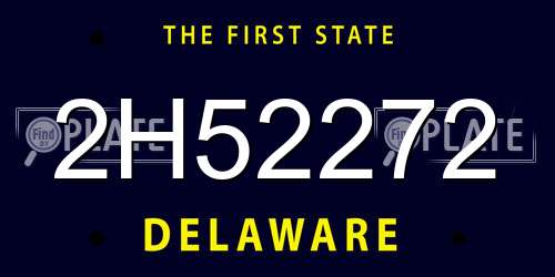 2H52272 Delaware License Plate
