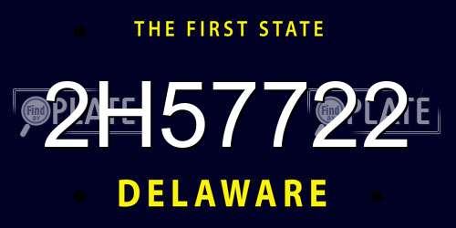 2H57722 Delaware License Plate