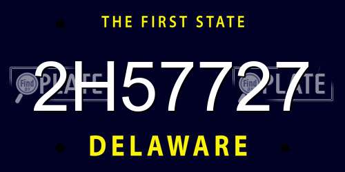 2H57727 Delaware License Plate