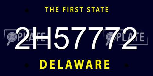 2H57772 Delaware License Plate