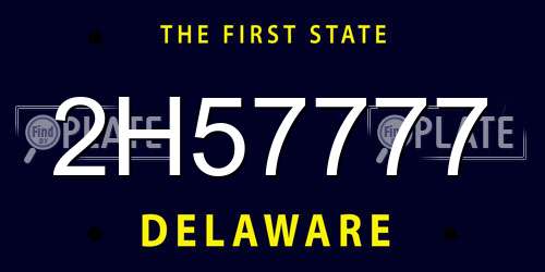 2H57777 Delaware License Plate