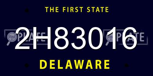 2H83016 Delaware License Plate