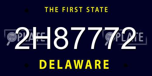 2H87772 Delaware License Plate
