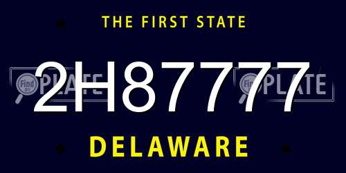 2H87777 Delaware License Plate