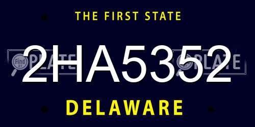 2HA5352 Delaware License Plate