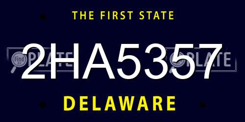 2HA5357 Delaware License Plate