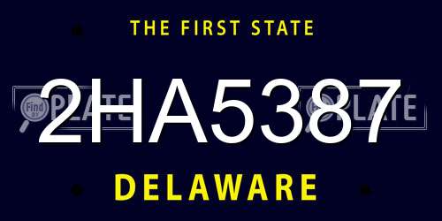 2HA5387 Delaware License Plate