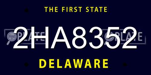2HA8352 Delaware License Plate