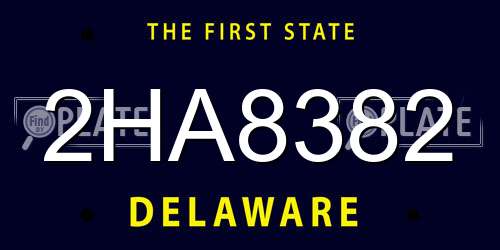 2HA8382 Delaware License Plate