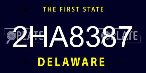 2HA8387 Delaware License Plate