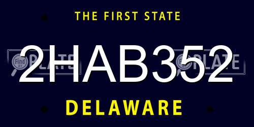 2HAB352 Delaware License Plate