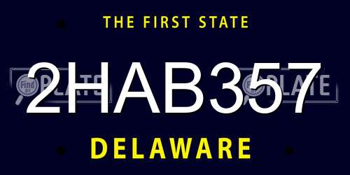 2HAB357 Delaware License Plate