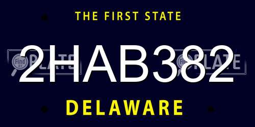 2HAB382 Delaware License Plate