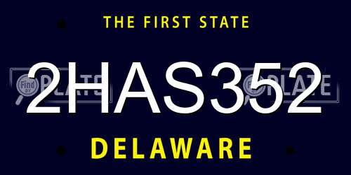 2HAS352 Delaware License Plate