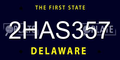 2HAS357 Delaware License Plate