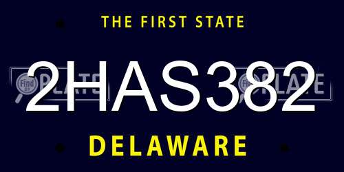 2HAS382 Delaware License Plate