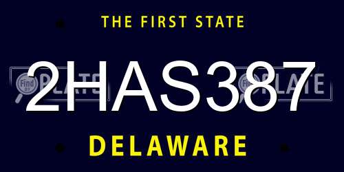 2HAS387 Delaware License Plate