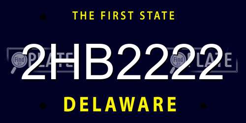 2HB2222 Delaware License Plate