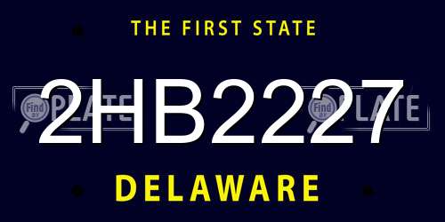 2HB2227 Delaware License Plate
