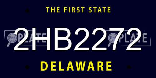 2HB2272 Delaware License Plate