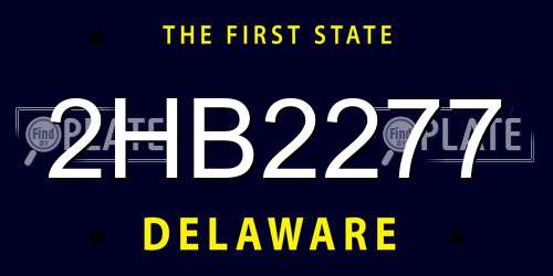 2HB2277 Delaware License Plate