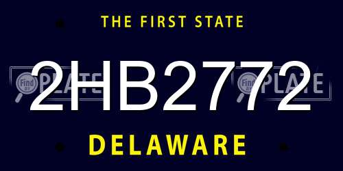 2HB2772 Delaware License Plate