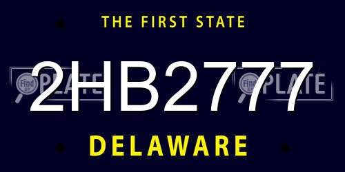 2HB2777 Delaware License Plate