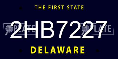 2HB7227 Delaware License Plate