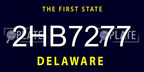2HB7277 Delaware License Plate