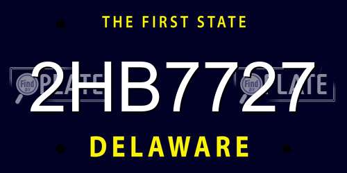 2HB7727 Delaware License Plate