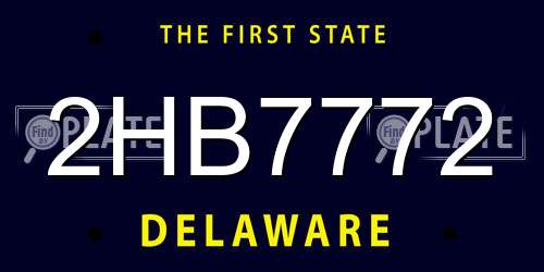 2HB7772 Delaware License Plate