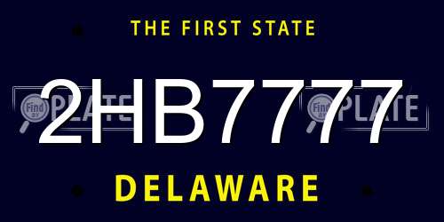 2HB7777 Delaware License Plate