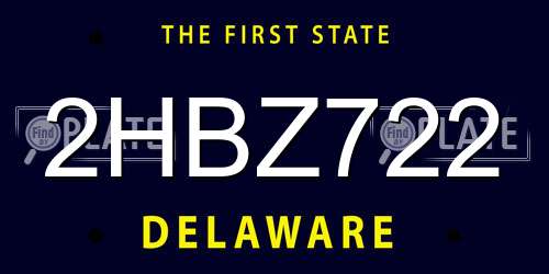 2HBZ722 Delaware License Plate