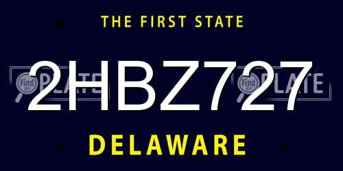 2HBZ727 Delaware License Plate