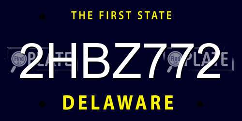 2HBZ772 Delaware License Plate