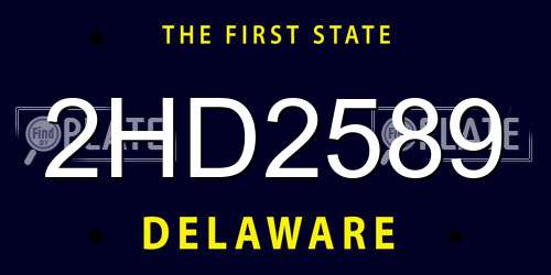 2HD2589 Delaware License Plate