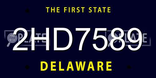 2HD7589 Delaware License Plate
