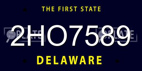 2HO7589 Delaware License Plate