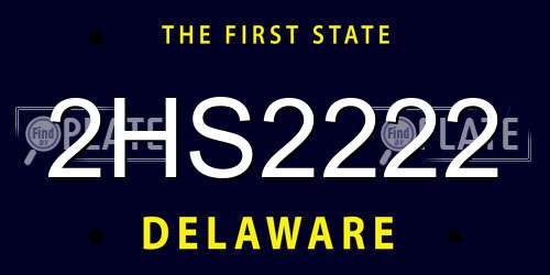 2HS2222 Delaware License Plate
