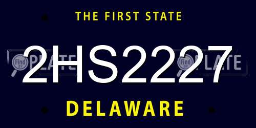 2HS2227 Delaware License Plate