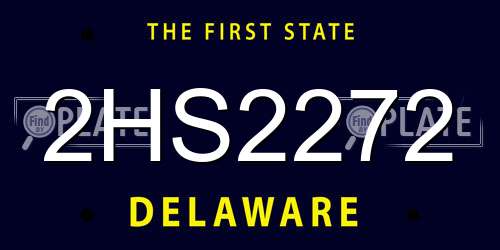 2HS2272 Delaware License Plate